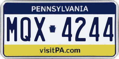 PA license plate MQX4244