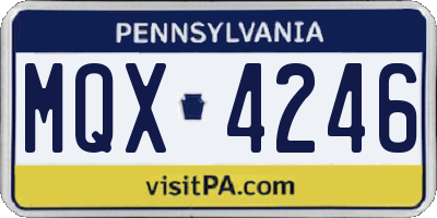 PA license plate MQX4246