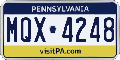 PA license plate MQX4248