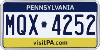 PA license plate MQX4252
