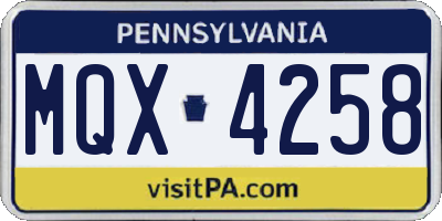 PA license plate MQX4258