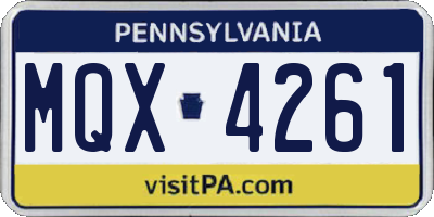 PA license plate MQX4261