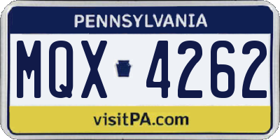 PA license plate MQX4262