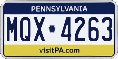 PA license plate MQX4263