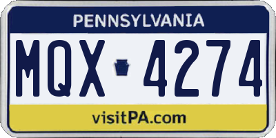 PA license plate MQX4274