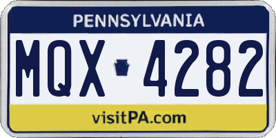 PA license plate MQX4282