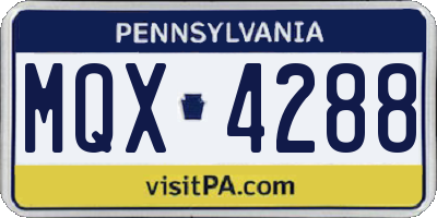 PA license plate MQX4288
