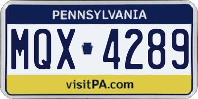 PA license plate MQX4289