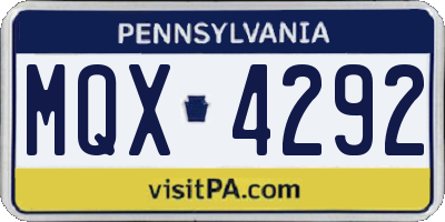 PA license plate MQX4292