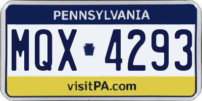 PA license plate MQX4293