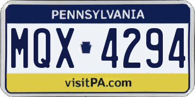 PA license plate MQX4294