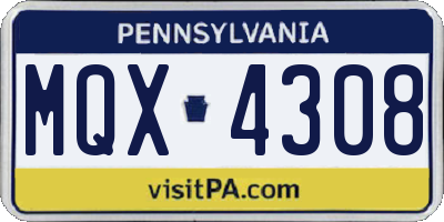 PA license plate MQX4308