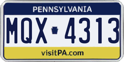 PA license plate MQX4313