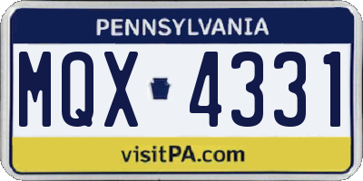 PA license plate MQX4331