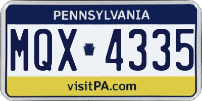 PA license plate MQX4335