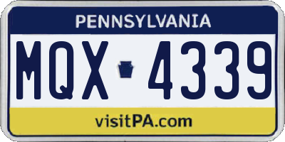 PA license plate MQX4339