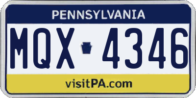 PA license plate MQX4346