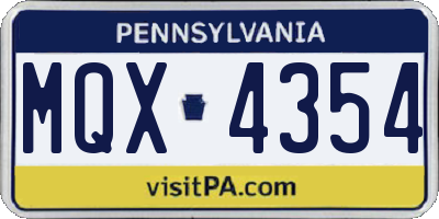 PA license plate MQX4354