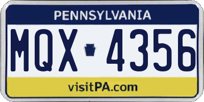 PA license plate MQX4356
