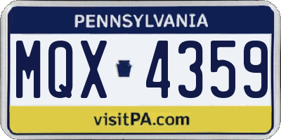 PA license plate MQX4359