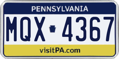 PA license plate MQX4367
