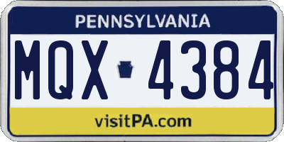 PA license plate MQX4384