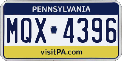 PA license plate MQX4396