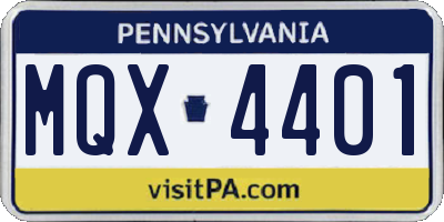 PA license plate MQX4401