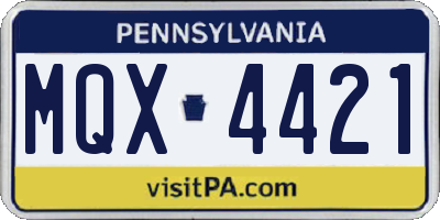 PA license plate MQX4421