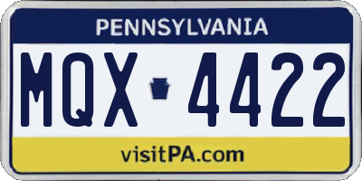 PA license plate MQX4422