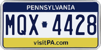 PA license plate MQX4428