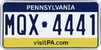 PA license plate MQX4441