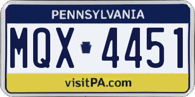 PA license plate MQX4451