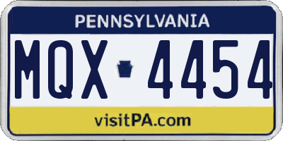 PA license plate MQX4454