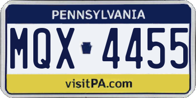 PA license plate MQX4455