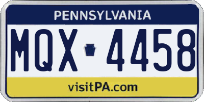 PA license plate MQX4458