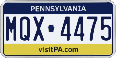 PA license plate MQX4475