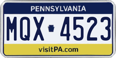 PA license plate MQX4523