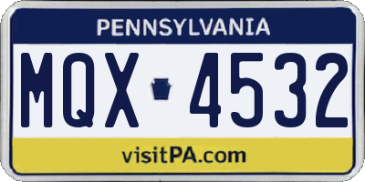 PA license plate MQX4532