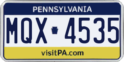 PA license plate MQX4535