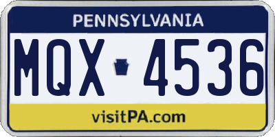 PA license plate MQX4536