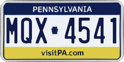 PA license plate MQX4541