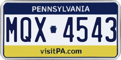 PA license plate MQX4543