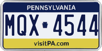 PA license plate MQX4544