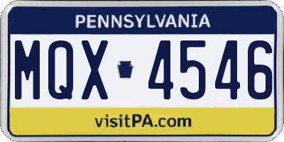 PA license plate MQX4546