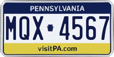 PA license plate MQX4567