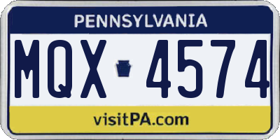 PA license plate MQX4574