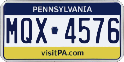 PA license plate MQX4576