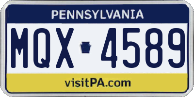 PA license plate MQX4589