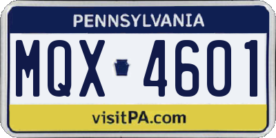 PA license plate MQX4601
